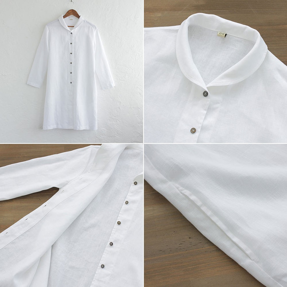 《販売終了》リネン ショールカラー 2wayシャツコート 羽織り （ホワイト）CO01. 8枚目の画像