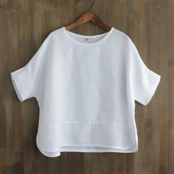 可持續材料 100% 麻亞麻套衫寬 T 卹（白色） 第6張的照片