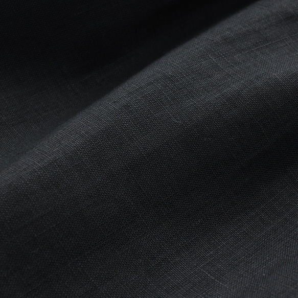 亞麻立領聚攏短袖襯衫 (黑色) 第6張的照片