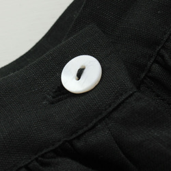 亞麻立領聚攏短袖襯衫 (黑色) 第7張的照片
