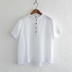亞麻立領套頭衫（白色）TP04。 第5張的照片
