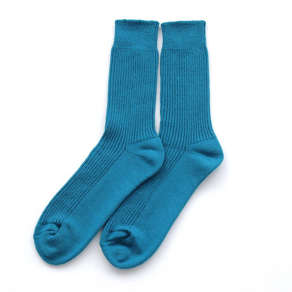 再生棉薄羅紋襪 23-25 厘米（綠松石色）。 第3張的照片