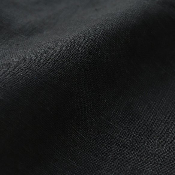 リネン テーラードカラー ショップコート 羽織り （ブラック） CO04. 7枚目の画像
