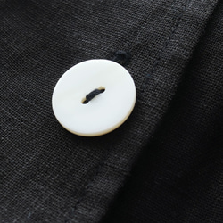 リネン テーラードカラー ショップコート 羽織り （ブラック） CO04. 8枚目の画像