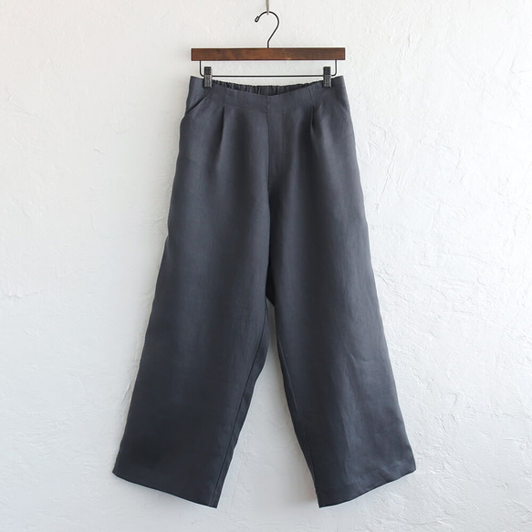亞麻直筒褲寬鬆寬款（木炭色）PT05 第5張的照片