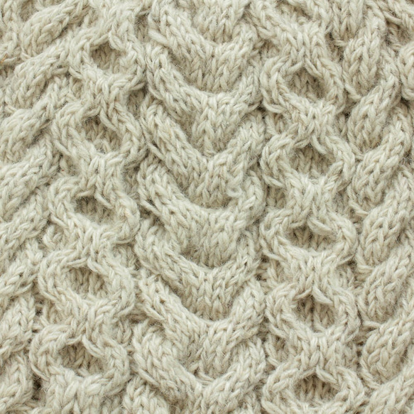 Alan 圖案絞花針織羊毛針織托特包（米白色） 第8張的照片
