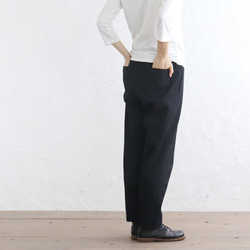 時尚錐形褲 7 盎司牛仔布，帶腰帶環，全季（黑色）PT09。 第5張的照片