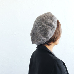 羊毛針織貝雷帽 100% 羊毛珠地佈（灰色） 第2張的照片