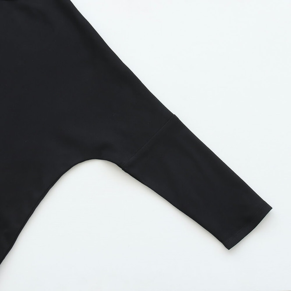 不規則下擺光滑針織套頭衫（黑色）TP14 第7張的照片