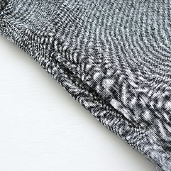 亞麻工裝褲，長度可調節，帶絲帶（青年布灰色）PT14。 第10張的照片