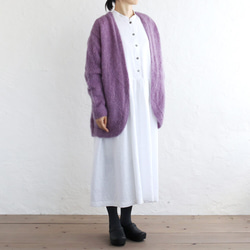柔軟手工編織馬海毛針織外罩開衫（紫色） 第2張的照片