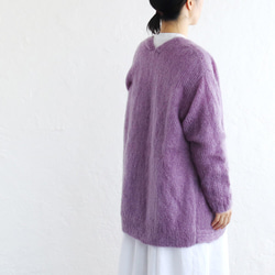 柔軟手工編織馬海毛針織外罩開衫（紫色） 第3張的照片