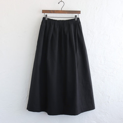 亞麻超長褶裙（黑色）SK02 第7張的照片