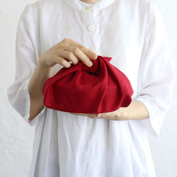 alin&#39;s bag S Bento wrap 帶扣板的亞麻布包（紅色）。 第7張的照片