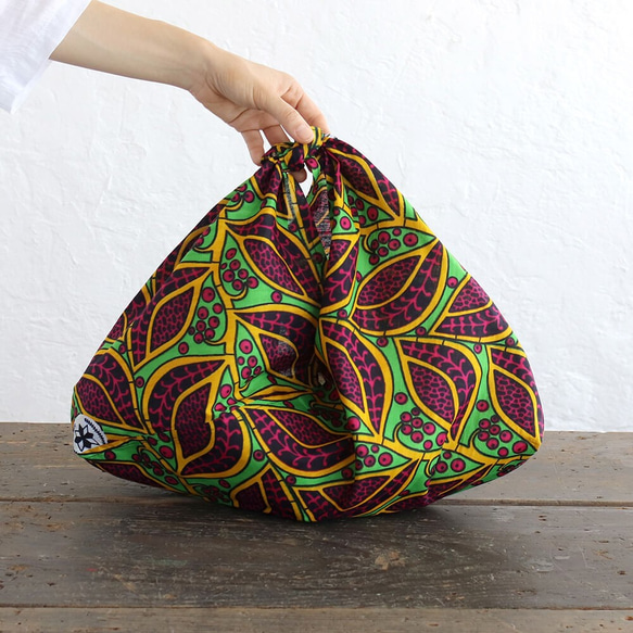 alin Azuma 包 M 50cm 籃子包非洲蠟染 Azuma 包帶襯料（堅果/綠色）。 第2張的照片