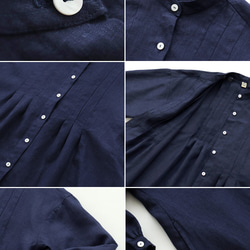 亞麻 2way 褶皺連衣裙（海軍藍）OP13 第9張的照片