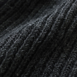 《限定1》羊毛100% 手編みウールニット 片畦ハイネックセーター （チャコール）. 6枚目の画像