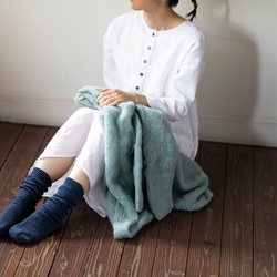 Nyaoko 128 專屬的柔軟手工編織馬海毛風格針織羊毛混紡外罩開衫（薄荷綠） 第3張的照片
