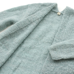 Nyaoko 128 專屬的柔軟手工編織馬海毛風格針織羊毛混紡外罩開衫（薄荷綠） 第7張的照片