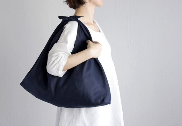 Alin Azuma Bag L 64cm Linen Azuma Bag Large Size with Gusset（海軍藍 第1張的照片