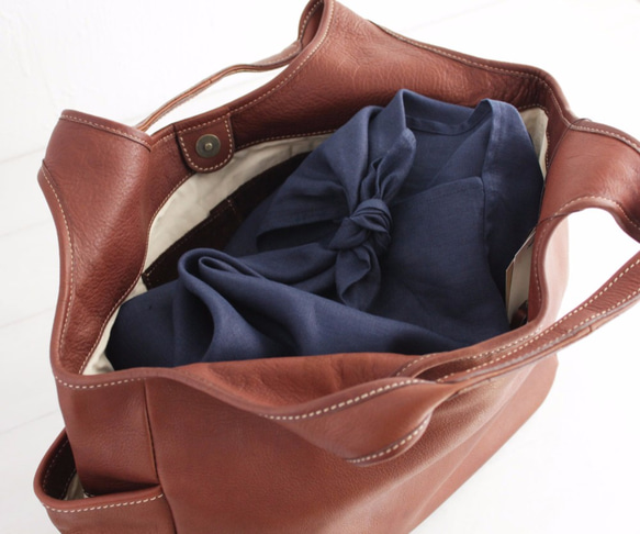 Alin Azuma Bag L 64cm Linen Azuma Bag Large Size with Gusset（海軍藍 第4張的照片