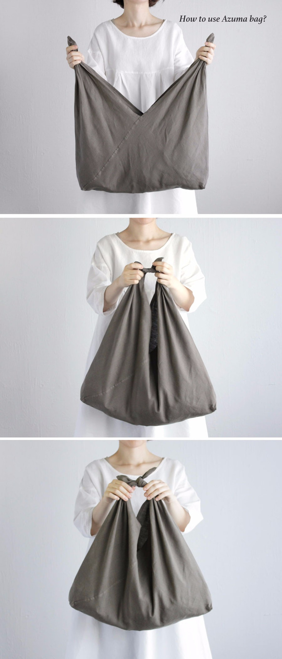 Alin Azuma Bag L 64cm Linen Azuma Bag Large Size with Gusset（海軍藍 第6張的照片