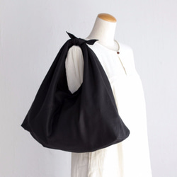 alinのあづま袋 L 65cm エコバッグに リネンあずま袋 マチ付き （ブラック） 2枚目の画像