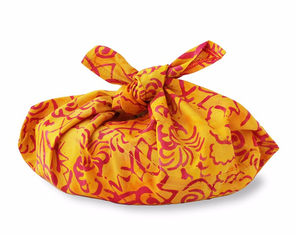 東袋的S印尼蠟染（花*黃色）到您的飯盒裹。 第1張的照片