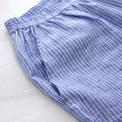 亞麻錐形褲（藍色條紋） 第4張的照片