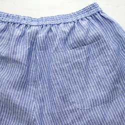 亞麻錐形褲（藍色條紋） 第6張的照片