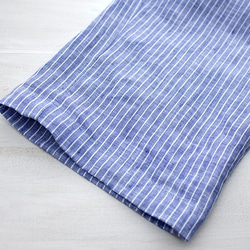 亞麻錐形褲（藍色條紋） 第7張的照片