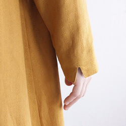 ●歐式亞麻絲帶連衣裙（芥末色） 第4張的照片