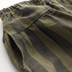 ●厚手リネン　ヨーク切り替えギャザースカート　（ストライプ＊グリーン） 6枚目の画像