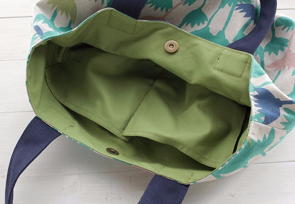 亞麻棉春天的顏色手提袋（非洲菊） 第7張的照片