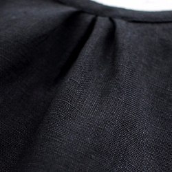 亞麻織物圍裙（黑色） 第6張的照片