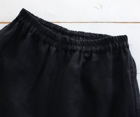 亞麻寬褲（黑色） 第7張的照片