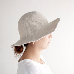 棉鉤編線帽（灰白色/不染色） 第2張的照片