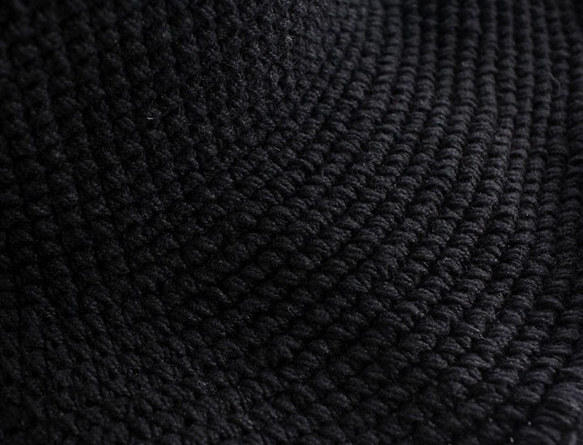 ●母親節●棉質針織寬檐帽帶金屬絲的簡易帽（黑色） 第5張的照片