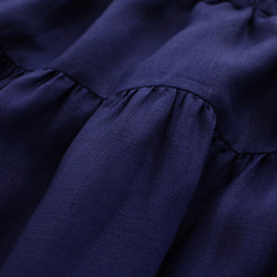 ●リネン ヨーク切り替えギャザースカート （ネイビー） 8枚目の画像