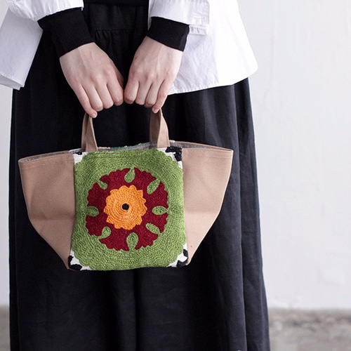スザニ刺繍 ハンドトートバッグ ベージュ02 トートバッグ alin