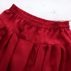 ●亞麻制軛式開衩裙（紅） 第4張的照片