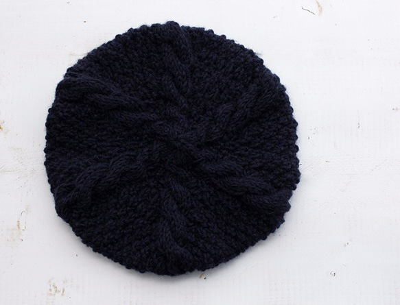 “限量1”羊毛100％Allan圖案針織貝雷帽（海軍藍） 第3張的照片