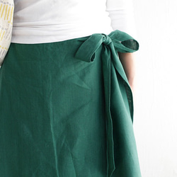 亞麻裹裙（綠色*襯裡淺藍色） 第4張的照片