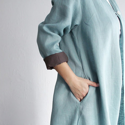 リネン シェルボタンのスプリングコート （ライトブルー） 3枚目の画像