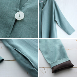 リネン シェルボタンのスプリングコート （ライトブルー） 5枚目の画像