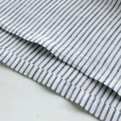 «限時促銷»亞麻條紋法式袖T恤上衣（白色/海軍藍） 第8張的照片