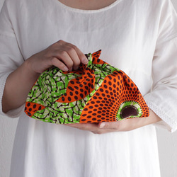 非洲蠟染Azuma手提袋S用於午餐盒包裝（橙色） 第1張的照片