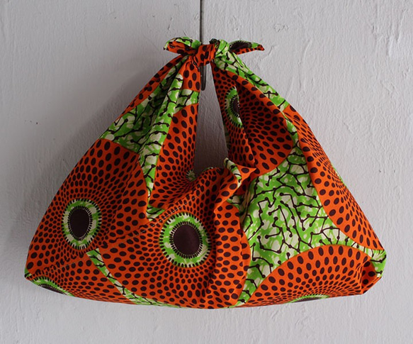 非洲Batik Azuma包M袋在袋子裡，在袋子裡（橙色） 第3張的照片