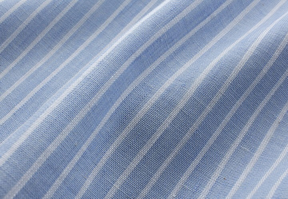 ●條紋亞麻褶襉長裙（淺藍色） 第5張的照片