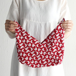 alin的Azuma袋S便當包裝木版畫色塊印花Azuma袋和馬蒂（天鵝/紅色） 第4張的照片